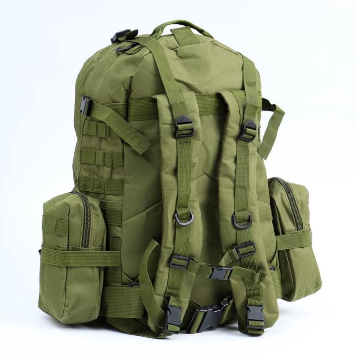 Рюкзак тактический туристический Storm tactic, 50 л, с карманами, однотонный, оливковый