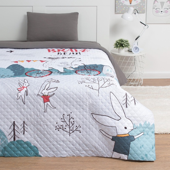 Покрывало 2-спальное «Этель» Brave bear, 180×220 см, микрофибра