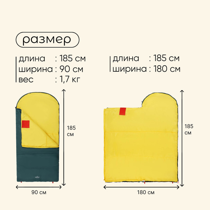 Спальный мешок maclay camping comfort cold, одеяло, 4 слоя, левый, 185х90 см, -10/+5°С