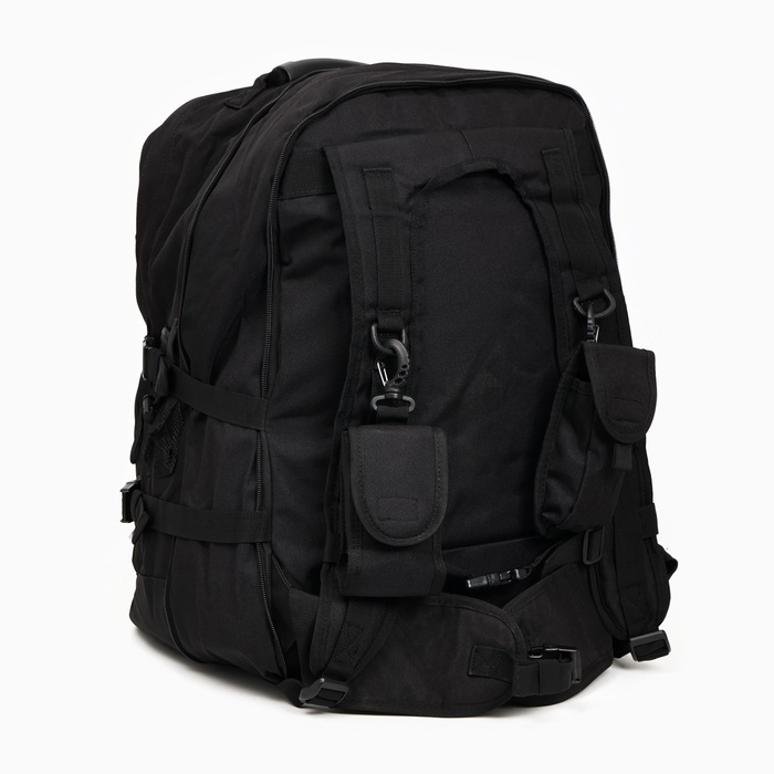 Рюкзак туристический Adventure, 70 л, с карманами, однотонный, чёрный