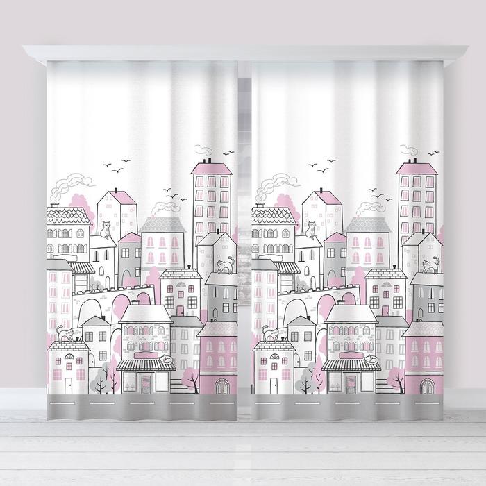 Шторы портьерные «Этель» Sweet home rose, 145×260 см, 2 шт., габардин