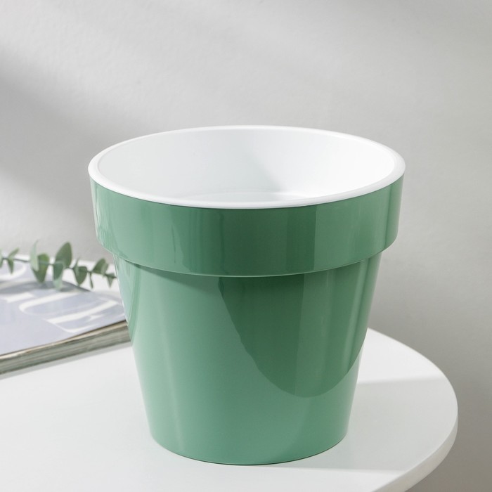 Кашпо для цветов со вставкой «Порто», 2.4 л, цвет нефритовый