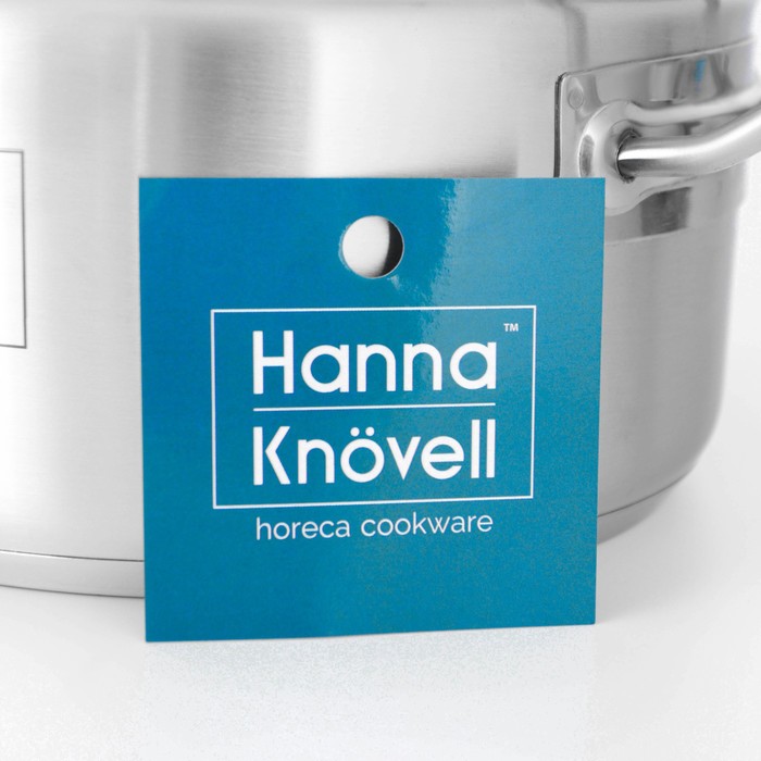 Кастрюля Hanna Knövell, 3 л, d=20 см, h=9.5 см, толщина стенки 0.6 мм, с крышкой, индукция, нержавеющая сталь