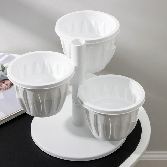 Кашпо многоярусное Plast-Avenue «Каскад», 3 шт., 700 мл, пластик, белое