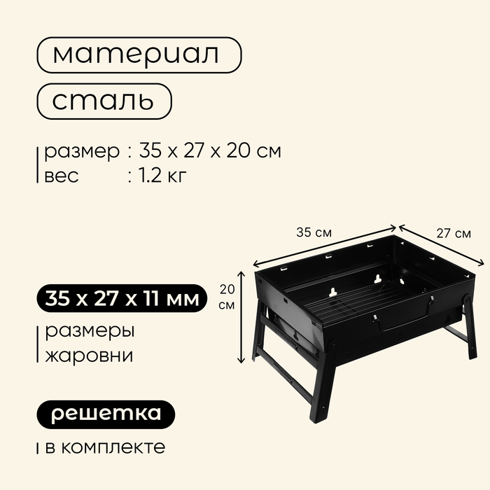Мангал барбекю Maclay, 35×27×22 см
