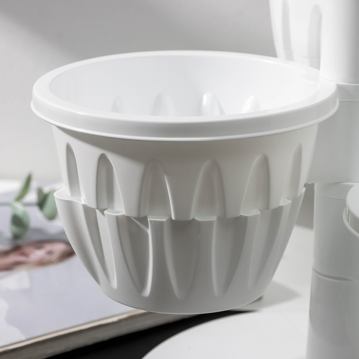 Кашпо многоярусное Plast-Avenue «Каскад», 3 шт., 700 мл, пластик, белое