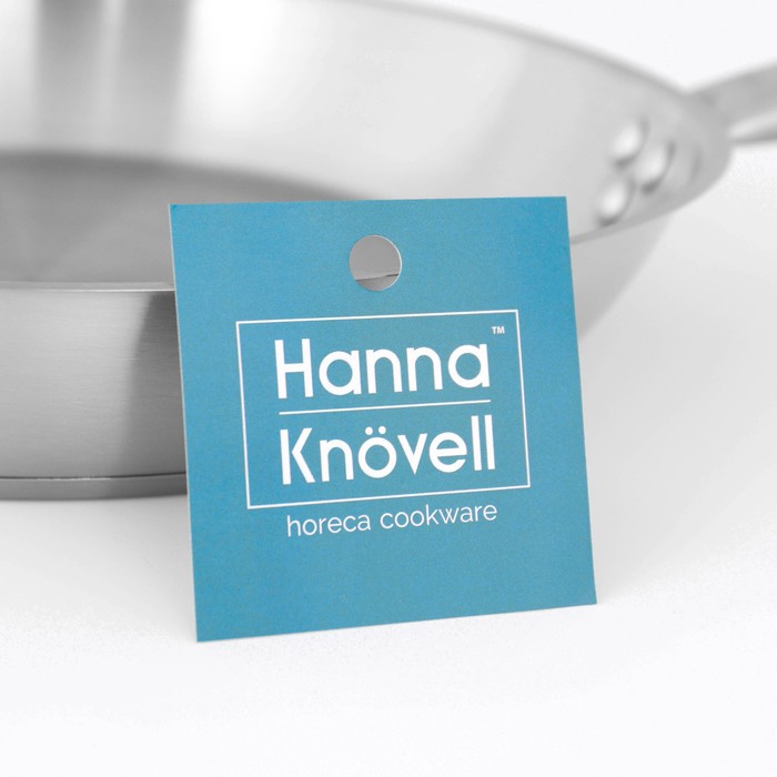 Сковорода Hanna Knövell, d=30 см, h=5.5 см, нержавеющая сталь, толщина стенки 0.6 мм, длина ручки 24.5 см, индукция