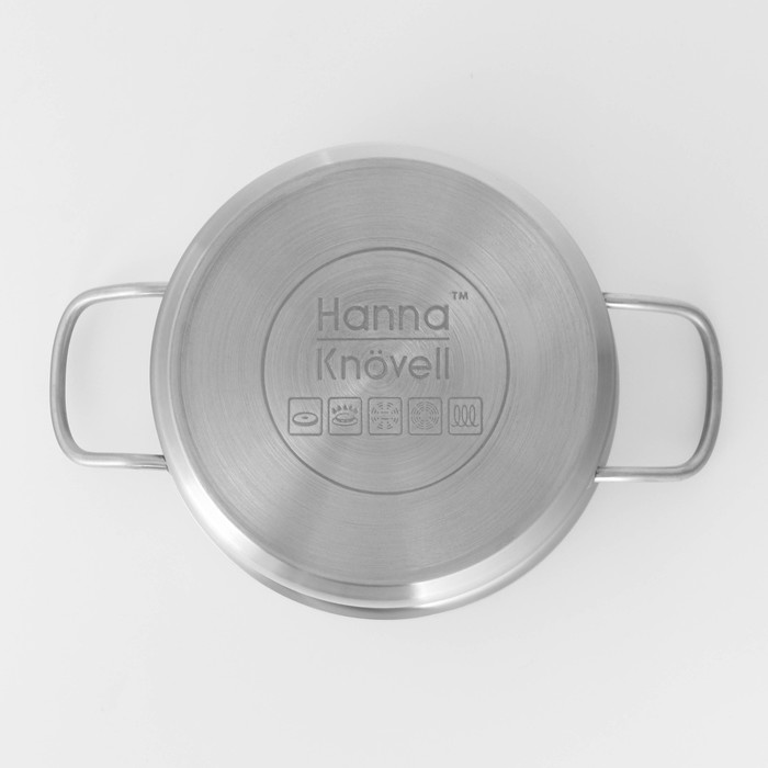 Кастрюля Hanna Knövell, 2 л, d=18 см, h=8 см, толщина стенки 0.6 мм, с крышкой, индукция, нержавеющая сталь