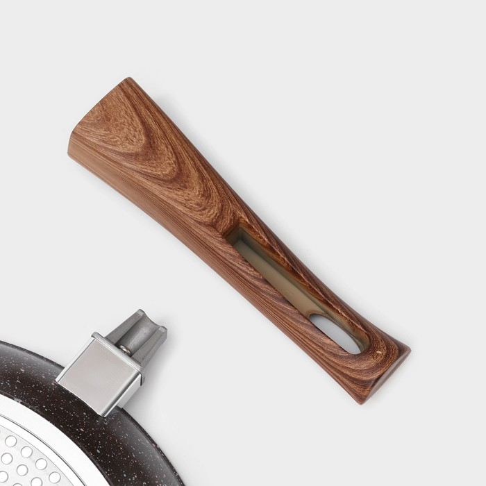 Сковорода Magistro Granit, d=28 см, съёмная ручка soft-touch, антипригарное покрытие, индукция, кованый алюминий, чёрная
