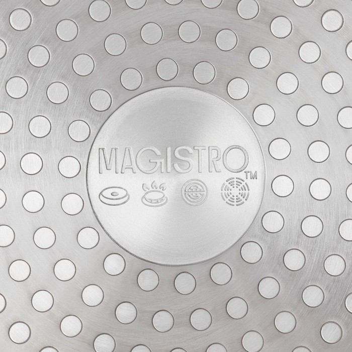 Сковорода Magistro Granit, d=28 см, съёмная ручка soft-touch, антипригарное покрытие, индукция, кованый алюминий, чёрная