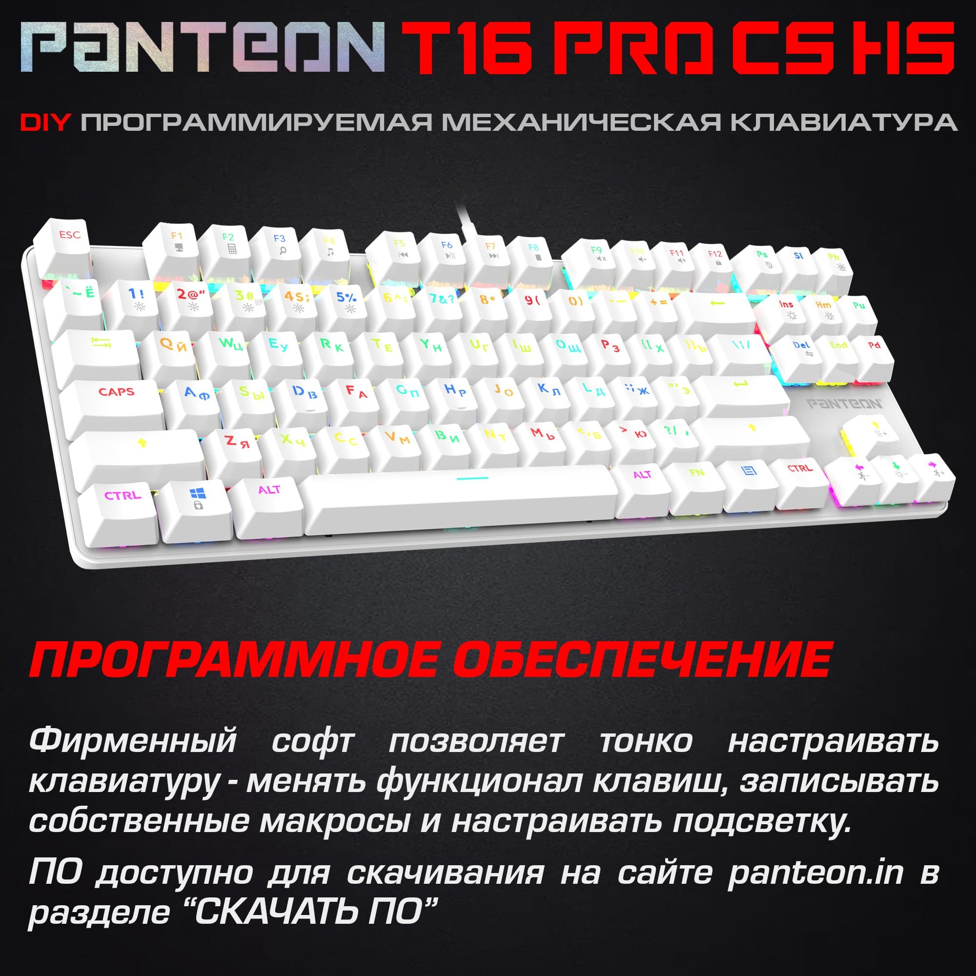 Механическая программируемая клавиатура с RGB-подсветкой PANTEON T15 PRO CS HS