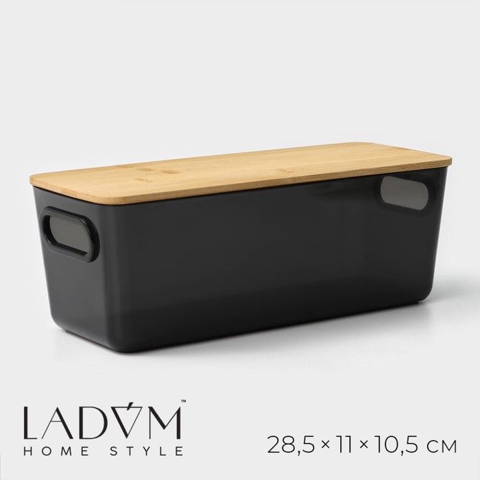 Контейнер для хранения с крышкой LaDо́m «Лаконичность», 28.5×11×10.5 см, цвет тёмно - серый