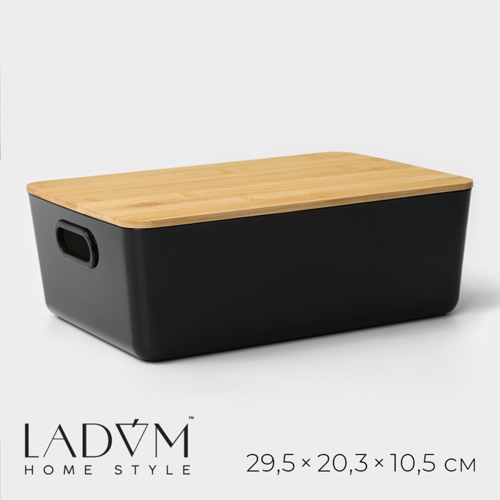 Контейнер для хранения с крышкой LaDо́m «Лаконичность», 29.5×20.3×10.5 см, цвет тёмно - серый