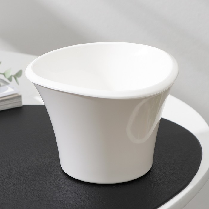 Кашпо для цветов со вставкой «Лагуна», 600 мл, d=13 см, h=9 см, белое