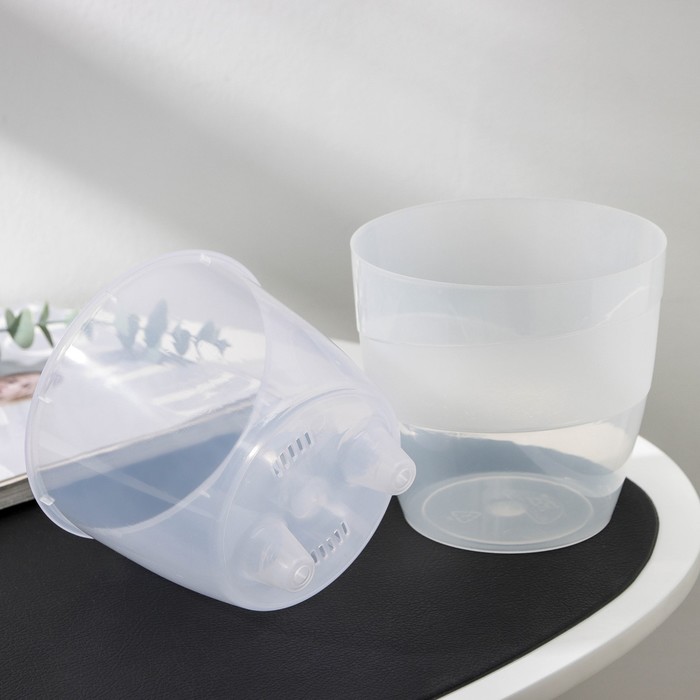 Кашпо для цветов со вставкой Plast-Avenue «Грация», 1.2 л, пластик, прозрачное