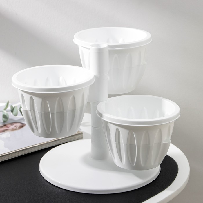 Кашпо многоярусное Plast-Avenue «Каскад», 3 шт., 700 мл, пластик, белое