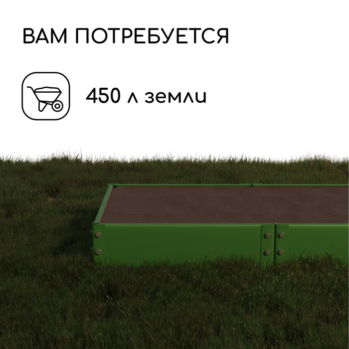 Грядка оцинкованная, 295×100×15 см, тёмно-зеленая, Greengo